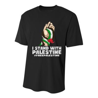 I Stand With Palestine For Their Freedom Free Palestine Youth Performance Sprint T-Shirt