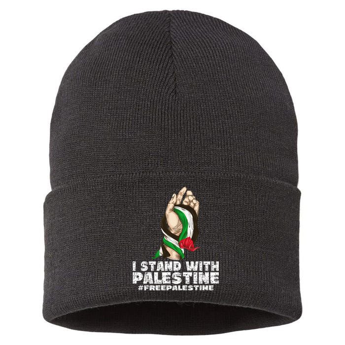 I Stand With Palestine For Their Freedom Free Palestine Sustainable Knit Beanie