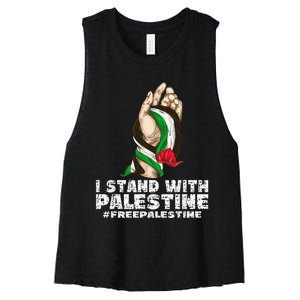 I Stand With Palestine For Their Freedom Free Palestine Women's Racerback Cropped Tank