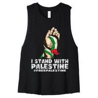 I Stand With Palestine For Their Freedom Free Palestine Women's Racerback Cropped Tank