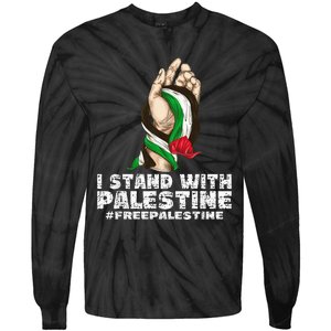 I Stand With Palestine For Their Freedom Free Palestine Tie-Dye Long Sleeve Shirt