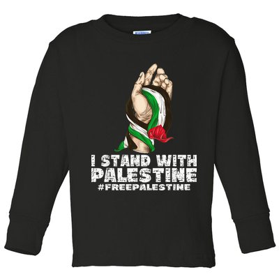 I Stand With Palestine For Their Freedom Free Palestine Toddler Long Sleeve Shirt