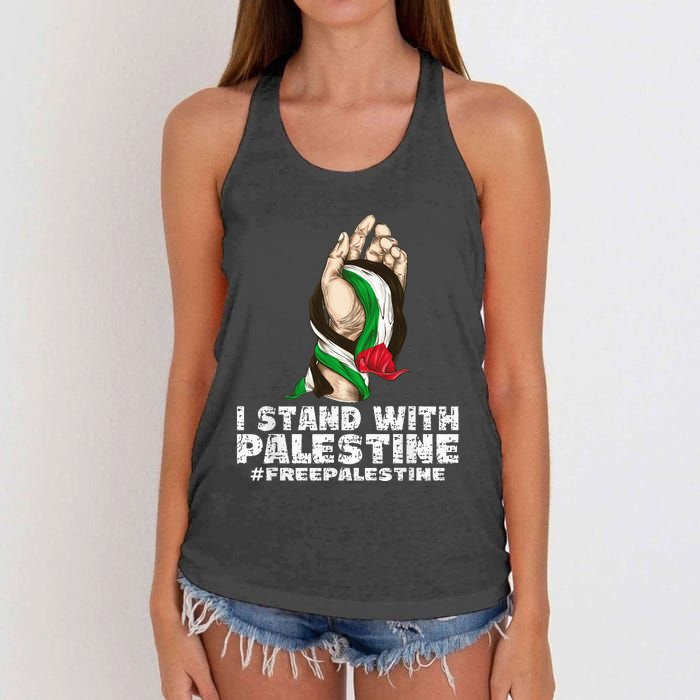 I Stand With Palestine For Their Freedom Free Palestine Women's Knotted Racerback Tank