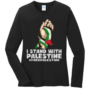 I Stand With Palestine For Their Freedom Free Palestine Ladies Long Sleeve Shirt