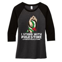 I Stand With Palestine For Their Freedom Free Palestine Women's Tri-Blend 3/4-Sleeve Raglan Shirt