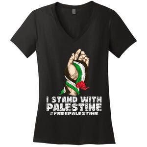 I Stand With Palestine For Their Freedom Free Palestine Women's V-Neck T-Shirt