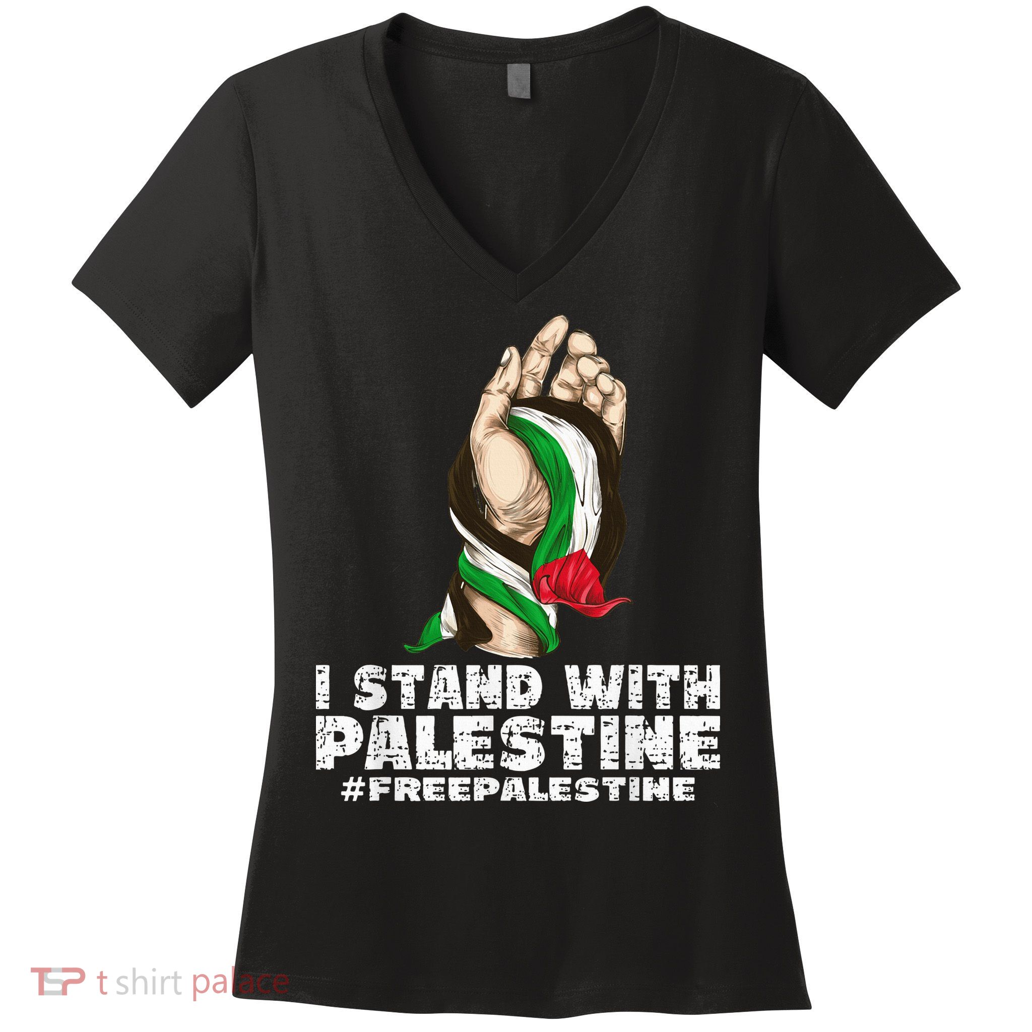I Stand With Palestine For Their Freedom Free Palestine Women's V-Neck T-Shirt