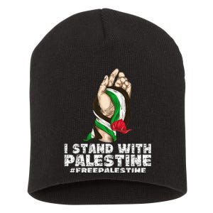 I Stand With Palestine For Their Freedom Free Palestine Short Acrylic Beanie