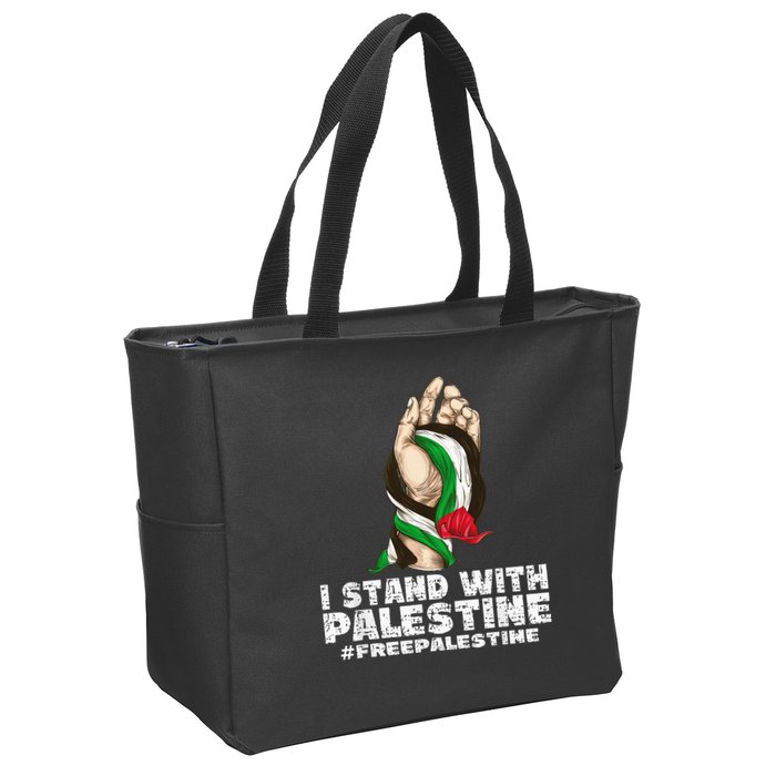 I Stand With Palestine For Their Freedom Free Palestine Zip Tote Bag