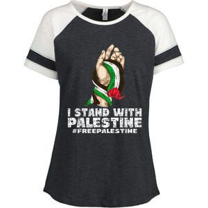 I Stand With Palestine For Their Freedom Free Palestine Enza Ladies Jersey Colorblock Tee