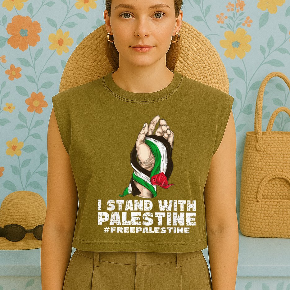 I Stand With Palestine For Their Freedom Free Palestine Garment-Dyed Women's Muscle Tee