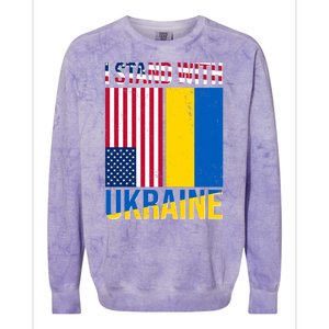 I Stand With Ukraine USA Flag Colorblast Crewneck Sweatshirt