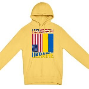 I Stand With Ukraine USA Flag Premium Pullover Hoodie