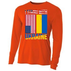 I Stand With Ukraine USA Flag Cooling Performance Long Sleeve Crew