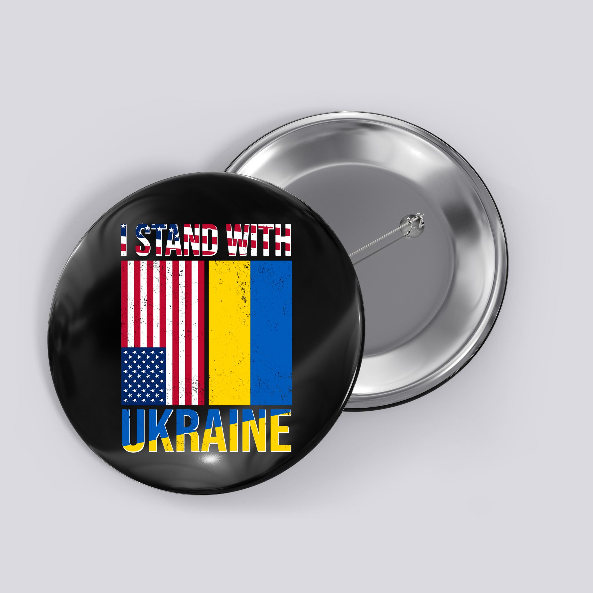 I Stand With Ukraine USA Flag Button