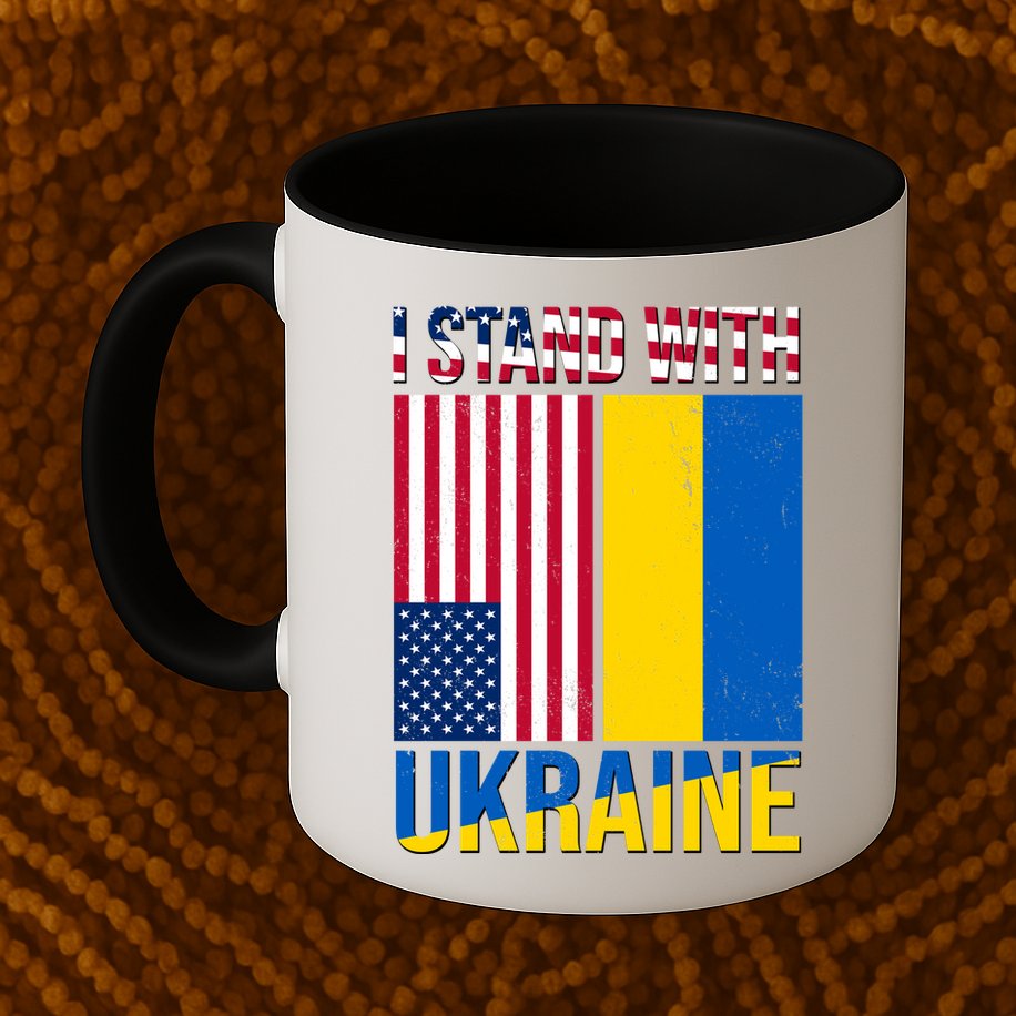 I Stand With Ukraine USA Flag Mug