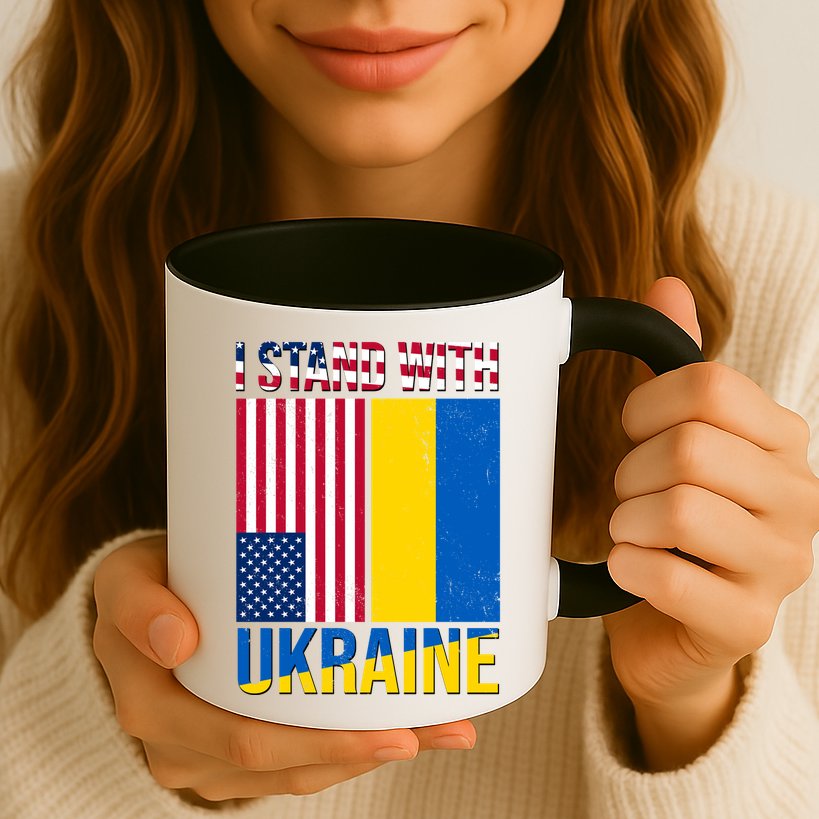 I Stand With Ukraine USA Flag Mug
