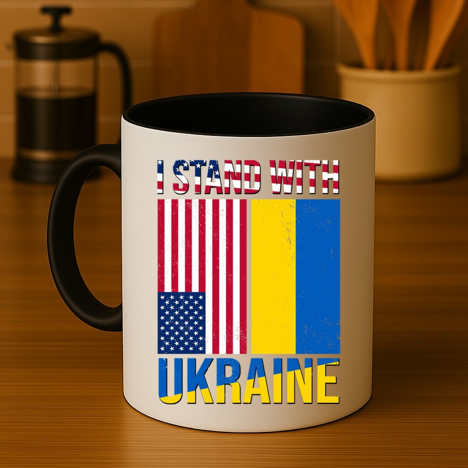 I Stand With Ukraine USA Flag Mug