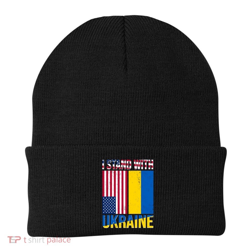 I Stand With Ukraine USA Flag Beanie