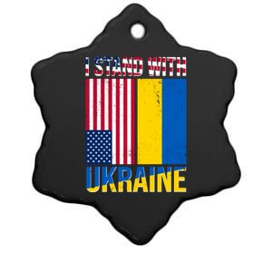 I Stand With Ukraine USA Flag Ceramic Star Ornament