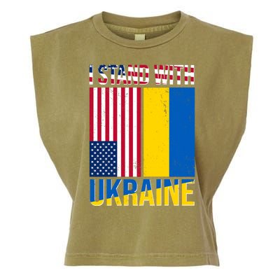 I Stand With Ukraine USA Flag Garment-Dyed Women's Muscle Tee