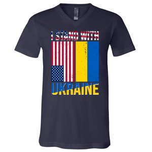 I Stand With Ukraine USA Flag V-Neck T-Shirt