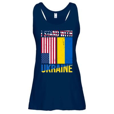 I Stand With Ukraine USA Flag Ladies Essential Flowy Tank