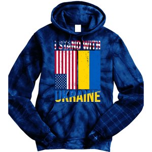 I Stand With Ukraine USA Flag Tie Dye Hoodie