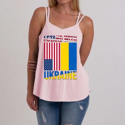 I Stand With Ukraine USA Flag Women's Strappy Tank