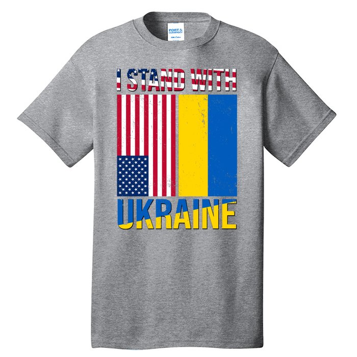 I Stand With Ukraine USA Flag Tall T-Shirt