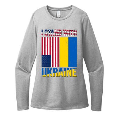 I Stand With Ukraine USA Flag Womens CVC Long Sleeve Shirt