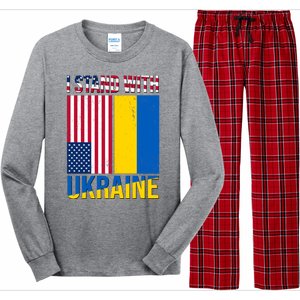 I Stand With Ukraine USA Flag Long Sleeve Pajama Set