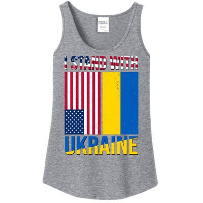 I Stand With Ukraine USA Flag Ladies Essential Tank