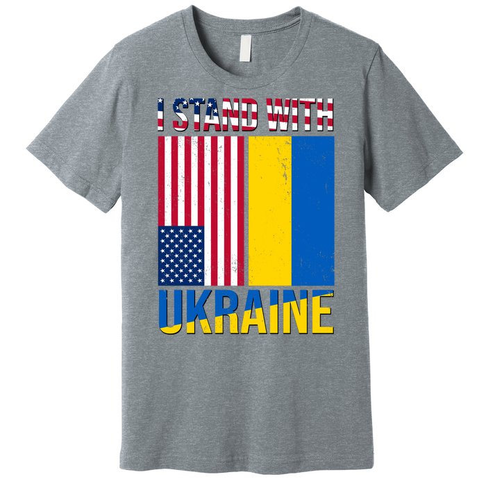 I Stand With Ukraine USA Flag Premium T-Shirt