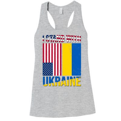 I Stand With Ukraine USA Flag Women's Racerback Tank