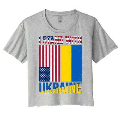 I Stand With Ukraine USA Flag Women's Crop Top Tee