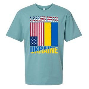 I Stand With Ukraine USA Flag Sueded Cloud Jersey T-Shirt