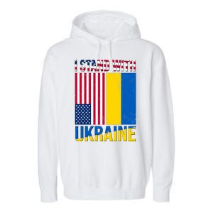 I Stand With Ukraine USA Flag Garment-Dyed Fleece Hoodie