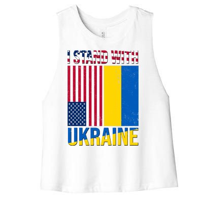 I Stand With Ukraine USA Flag Women's Racerback Cropped Tank