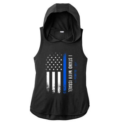 I Stand With Israel American Flag Jewish Freedom Solidarity Ladies PosiCharge Tri-Blend Wicking Draft Hoodie Tank