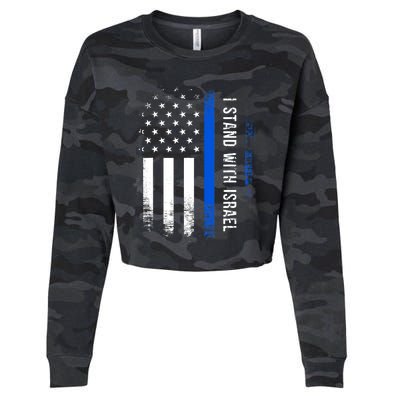 I Stand With Israel American Flag Jewish Freedom Solidarity Cropped Pullover Crew