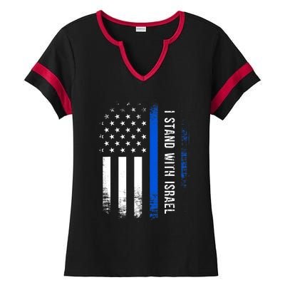 I Stand With Israel American Flag Jewish Freedom Solidarity Ladies Halftime Notch Neck Tee