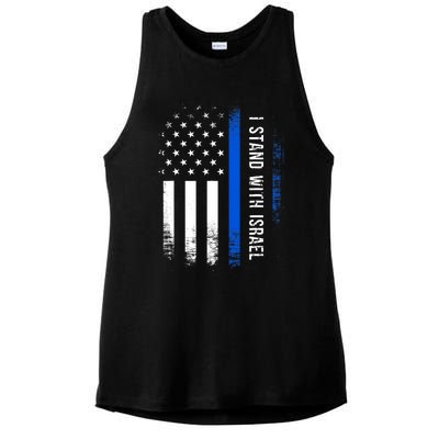 I Stand With Israel American Flag Jewish Freedom Solidarity Ladies PosiCharge Tri-Blend Wicking Tank