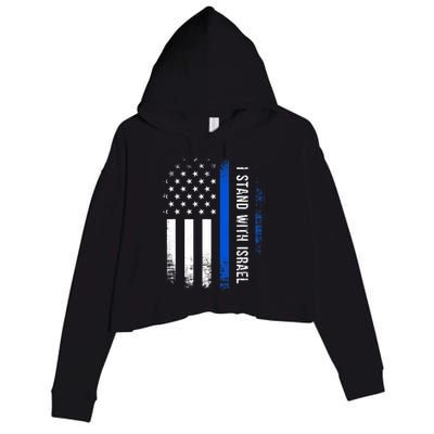 I Stand With Israel American Flag Jewish Freedom Solidarity Crop Fleece Hoodie