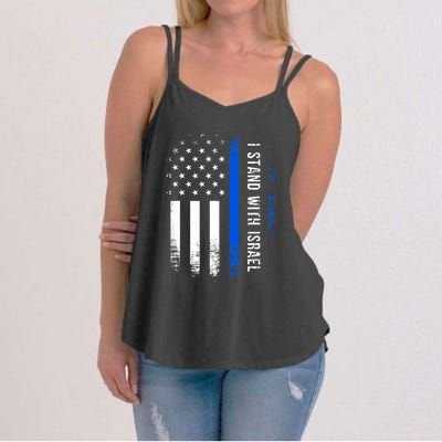 I Stand With Israel American Flag Jewish Freedom Solidarity Women's Strappy Tank