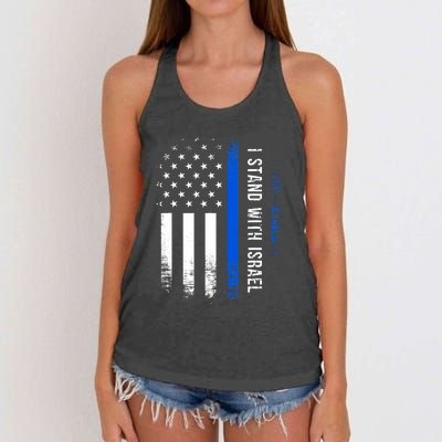 I Stand With Israel American Flag Jewish Freedom Solidarity Women's Knotted Racerback Tank