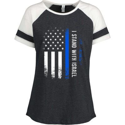 I Stand With Israel American Flag Jewish Freedom Solidarity Enza Ladies Jersey Colorblock Tee