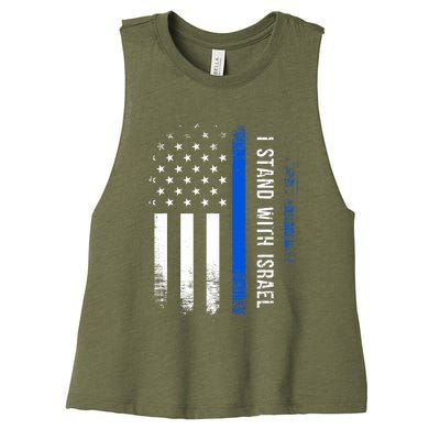 I Stand With Israel American Flag Jewish Freedom Solidarity Women's Racerback Cropped Tank