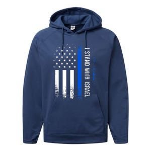 I Stand With Israel American Flag Jewish Freedom Solidarity Performance Fleece Hoodie