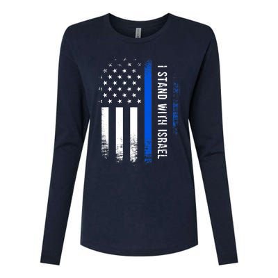 I Stand With Israel American Flag Jewish Freedom Solidarity Womens Cotton Relaxed Long Sleeve T-Shirt